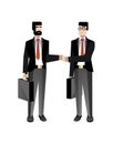 European businessmen in business suits handshaking