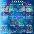 European calendar of 2016. Royalty Free Stock Photo