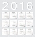 European 2016 calendar Royalty Free Stock Photo