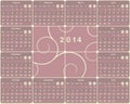 European calendar for 2014 year.