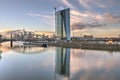 European Central Bank and Frankfurt Skyline Royalty Free Stock Photo