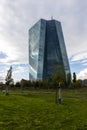 EZB Frankfurt EuropÃÂ¤ische Zentralbank European Central Bank cloudy blue sky green park in front