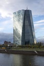 EZB Frankfurt EuropÃÂ¤ische Zentralbank European Central Bank cloudy blue sky rain is coming Royalty Free Stock Photo