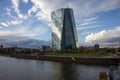 EZB Frankfurt EuropÃÂ¤ische Zentralbank European Central Bank cloudy blue sky with Skyline in background