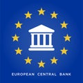 European central bank symbol with the stars of europe