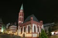 European church at night