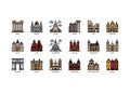 European cities landmarks icons set Royalty Free Stock Photo