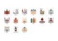 European cities landmarks icons set