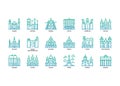 European cities landmarks icons set