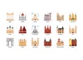 European cities landmarks icons set Royalty Free Stock Photo