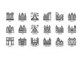 European cities landmarks icons set