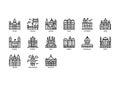 European cities landmarks icons set