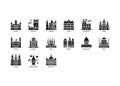 European cities landmarks icons set