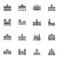 European cities landmarks vector icons set Royalty Free Stock Photo