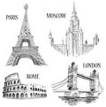 European cities symbols Royalty Free Stock Photo