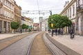 Tramways in a European town Royalty Free Stock Photo