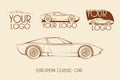 European classic sports car, silhouettes