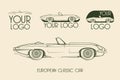 European classic sports car, silhouettes