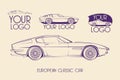 European classic sports car, silhouettes