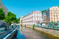 Karlovy Vary, colorful buildings and river in Czech Royalty Free Stock Photo