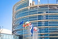 European countries flags in front of European Parliament building in Strasbourg view Royalty Free Stock Photo