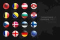 European Countries Flags Glossy Round Icons Set Isolated On Black Background Part One Royalty Free Stock Photo