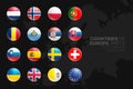 European Countries Flags Glossy Round Icons Set Isolated On Black Background Part Three Royalty Free Stock Photo
