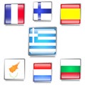 European Countries Flags Made as Web Buttons Royalty Free Stock Photo