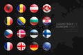 European Countries Flags Vector 3D Glossy Icons Set Isolated On Black Background Part 1 Royalty Free Stock Photo