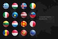 European Countries Flags Vector 3D Glossy Icons Set Isolated On Black Background Part 2 Royalty Free Stock Photo