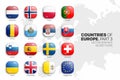 European Countries Flags Vector 3D Glossy Icons Set Isolated On White Background Part 3 Royalty Free Stock Photo