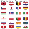 European countries flags in white background