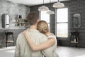 European couple in bathroom Royalty Free Stock Photo