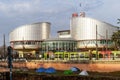 European Court of Human Rights with protesters tents