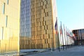 The European Court of Justice in Luxembourg and row of flags Royalty Free Stock Photo