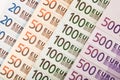 European currency banknotes background