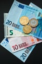 European Currency, Euro Banknotes and Coins Royalty Free Stock Photo