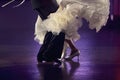 Couple of ballroom dancers performing show on the parquet Royalty Free Stock Photo