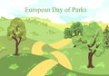 European Day of Parks. Holiday of May 24. Trees for a card botanical garden, forest, entourage. Park poster