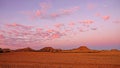 Red Sunset at Las Bardenas Reales semi desert in Navara, Spain Royalty Free Stock Photo