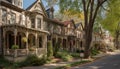 European elegance shines in famous old fashioned residential building formal garden