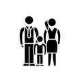 European family black icon, vector sign on isolated background. European family concept symbol, illustration