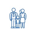 European family line icon concept. European family flat vector symbol, sign, outline illustration.