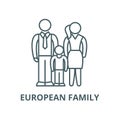 European family line icon, vector. European family outline sign, concept symbol, flat illustration
