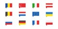 European flag collection. Vector illustration. Flat europe flags set