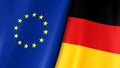 European flag and flag of Germany. Yellow stars on a blue. Council of Europe.