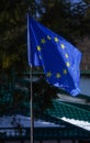 European flag hoisted at a cottage in Busteni, Romania.