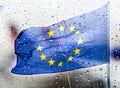 European flag in the rain