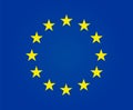 European flag with yellow stars on blue background. Euro logo. Europe emblem. Circle ring of golden stars as symbol europa union.