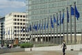 European flags in front of the Berlaymont building, Brussels, Belgium Royalty Free Stock Photo